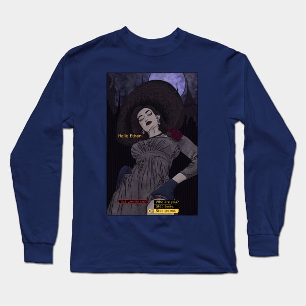 Tall Vampire Lady Long Sleeve T-Shirt by zody